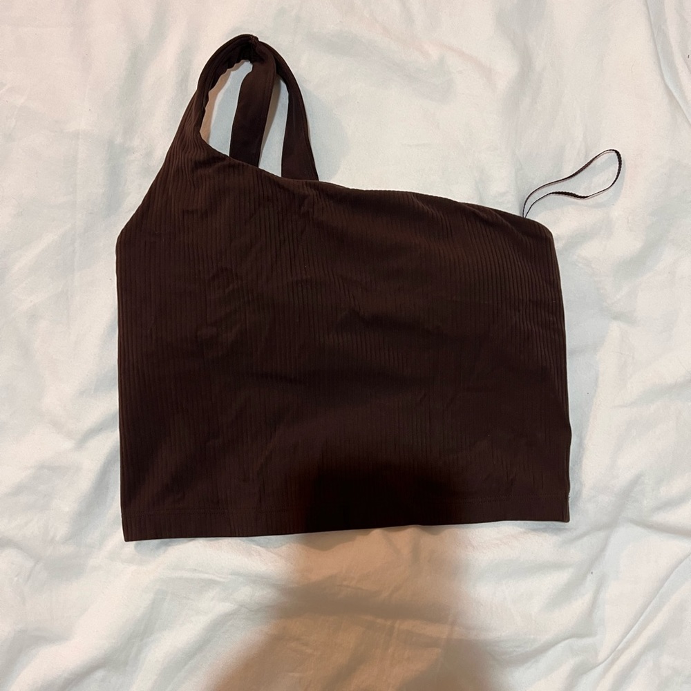 lululemon athletica One-Shoulder Ribbed Tank Top in Dark Brown